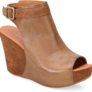 Kork Ease Brit Nero Wedge Platform Open Toe Sandals Bison Tan Lt Brown Sz 8